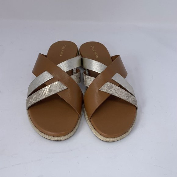 Cole Haan Florens W21144 Slide Sandals Women's 9B Pecan Metallic‎ Leather S0560 - Picture 2 of 10